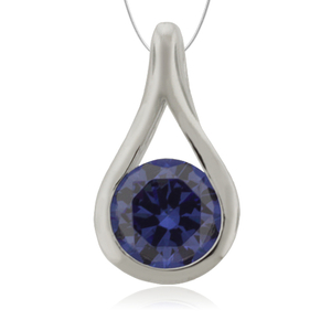 Round Cut Tanzanite & Silver Pendant