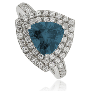 Trillion Cut Alexandrite ( Blue/Green ) Silver Ring