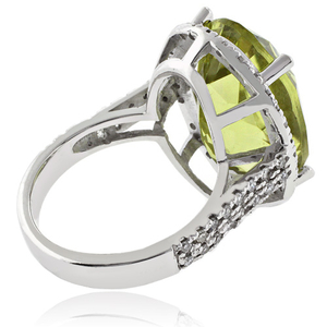 Vintage Natural Yellow Citrine 14K White Gold Ring