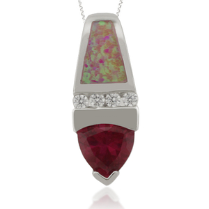 Silver Pendant with Trillion Cut Ruby