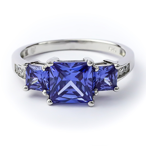 Sterling Silver 3 Stone Tanzanite Ring
