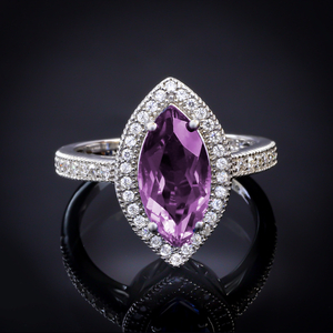 Marquise Cut High Quality Alexandrite Silver Ring