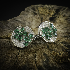 Sterling Silver Micro Pave Emerald Earrings