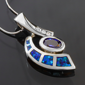 Australian Opal Pendant with Tanzanite