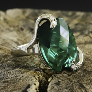 Emerald Ring Checkboard Cut Stone
