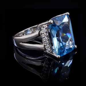 Huge Aquamarine Sterling Silver Ring