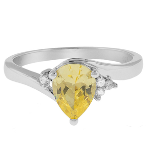 Citrine Pear Cut Silver Ring