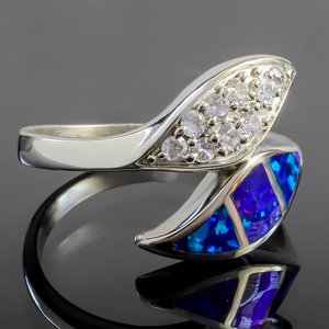 Leaf Shape Opal Sterling Silver Ring