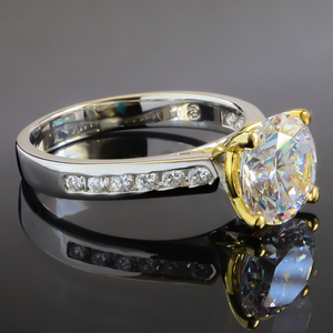 10 mm Round-Cut Simulated Diamond Engagement Ring in Sterling Silver