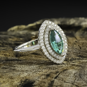Marquise Cut Emerald Silver 925 Ring