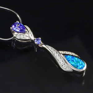 Silver Tanzanite and Opal Pendant.