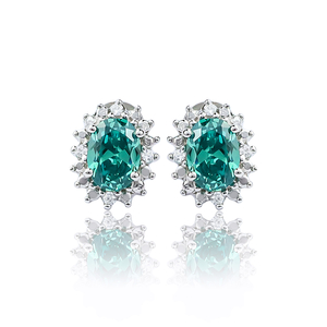 Alexandrite Oval Cut Framed Silver Earrings