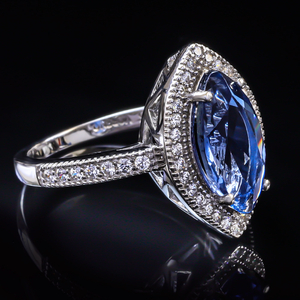 Marquise Cut High Quality Alexandrite Silver Ring