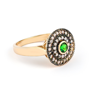 Emerald Sterling Silver Antique Finish Ring