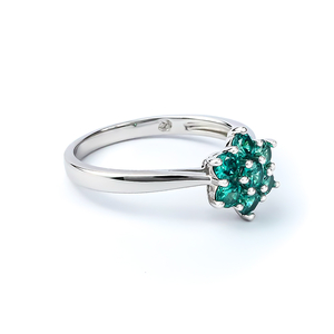 Alexandrite Flower Silver Ring With Solid Silver