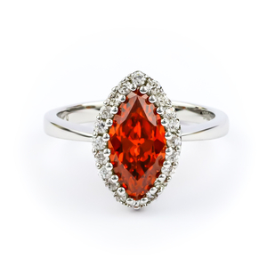 Silver Mexican Fire Opal Ring