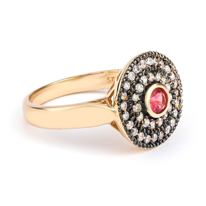 Round Cut Ruby Sterling Silver Antique Finish Ring