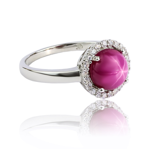 Round Cut Cabuchon Setting Star Ruby Ring