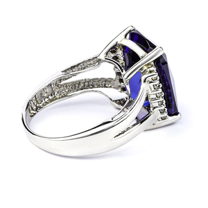 Very Big Tanzanite Silver Ring