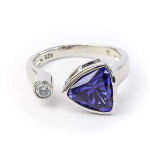 Sterling Silver Trillion Cut Tanzanite Ring