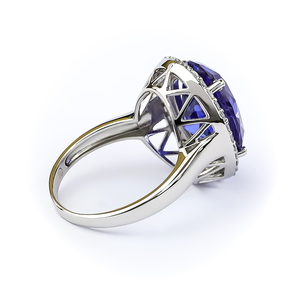Big Oval Cut Tanzanite Sterling Silver Ring