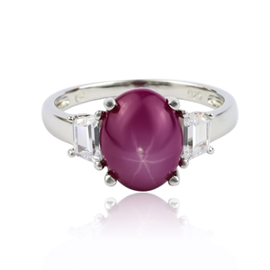 Oval Cut Cabuchon Setting Star Ruby Ring