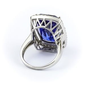 Big Tanzanite Sterling Silver Ring