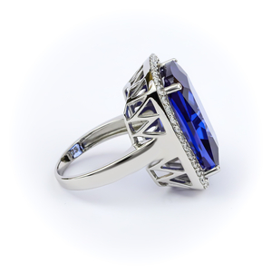 Big Tanzanite Sterling Silver Ring