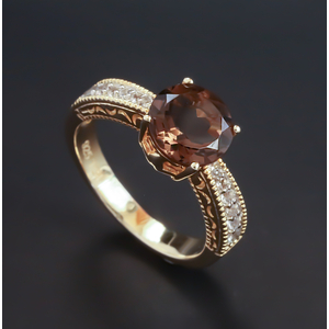 Smoky Topaz Round Cut Stone Sterling Silver Ring