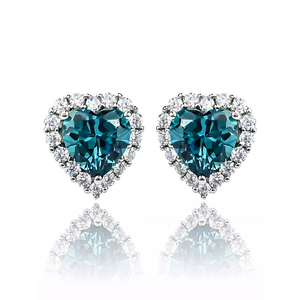 Alexandrite Heart Shape Sterling Silver Earrings