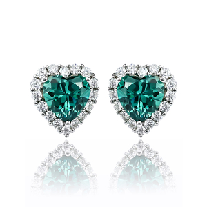 Alexandrite Heart Shape Sterling Silver Earrings