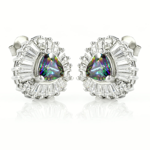 Mystic Topaz Earrings with Silver 925 Trillion Cut Stone