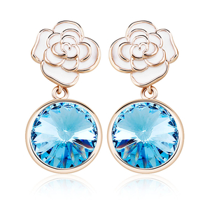 Blue Earrings With Flower