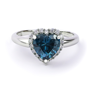 Alexandrite Blue To Green Color Change Sterling Silver Heart Ring