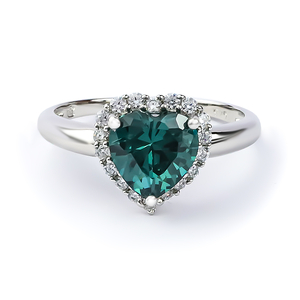 Alexandrite Blue To Green Color Change Sterling Silver Heart Ring