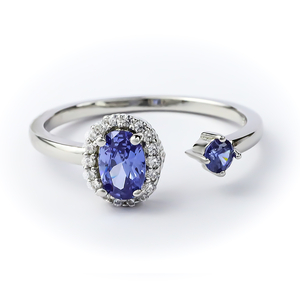 Double Tanzanite Sterling Silver Solitaire Ring
