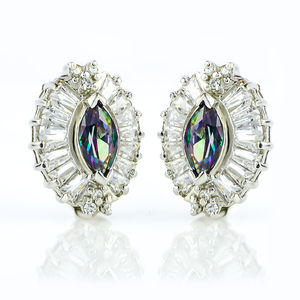 Mystic Topaz Silver Marquise Cut Stone Earrings
