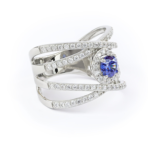 Beautiful Tanzanite Cocktail Ring with Sterling Silver