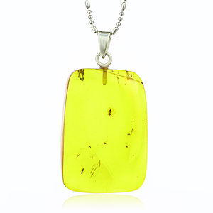 100% Natural Amber With Baby Fly Silver Pendant 37mm x 20mm