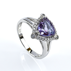 Trillion-Cut Alexandrite Sterling Silver Ring
