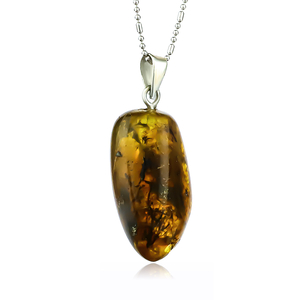 Natural Amber Pendant With Sterling Silver