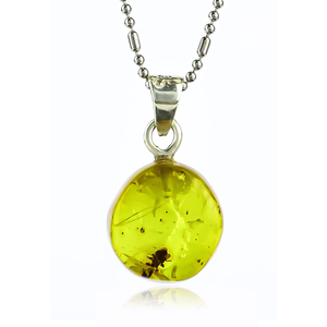 Rare 100% Genuine Amber With Ant Silver Pendant 20mm x 9mm