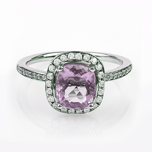 Alexandrite Stone MicroPave Silver Ring Blue to Purple Color Change