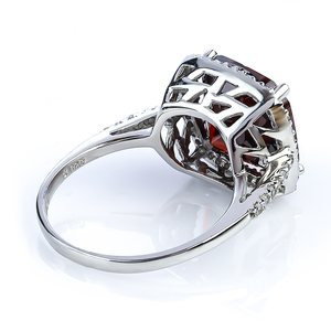 Sterling Silver Cushion Cut Red Garnet Ring