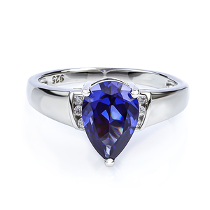 Pear Cut Tanzanite Sterling Silver Ring