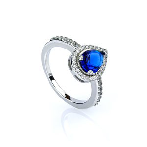 Pear Cut Sapphire and Simulated Diamonds