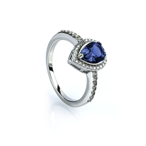 Pear Cut Sapphire and Simulated Diamonds