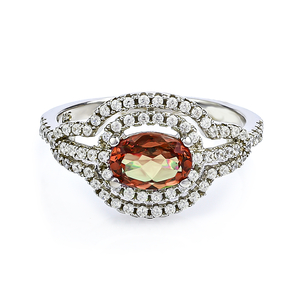 Micro Pave Oval Cut Zultanite Silver Ring