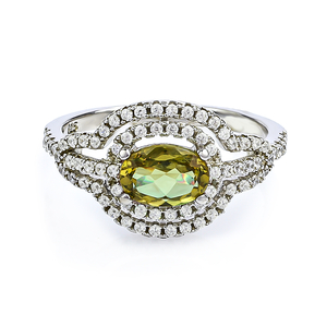 Micro Pave Oval Cut Zultanite Silver Ring