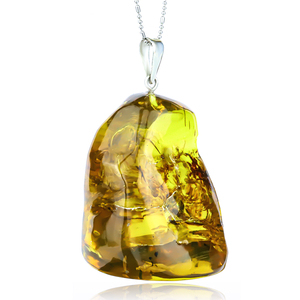 Huge Amber Pendant Made of Precious Healing Mexican Amber